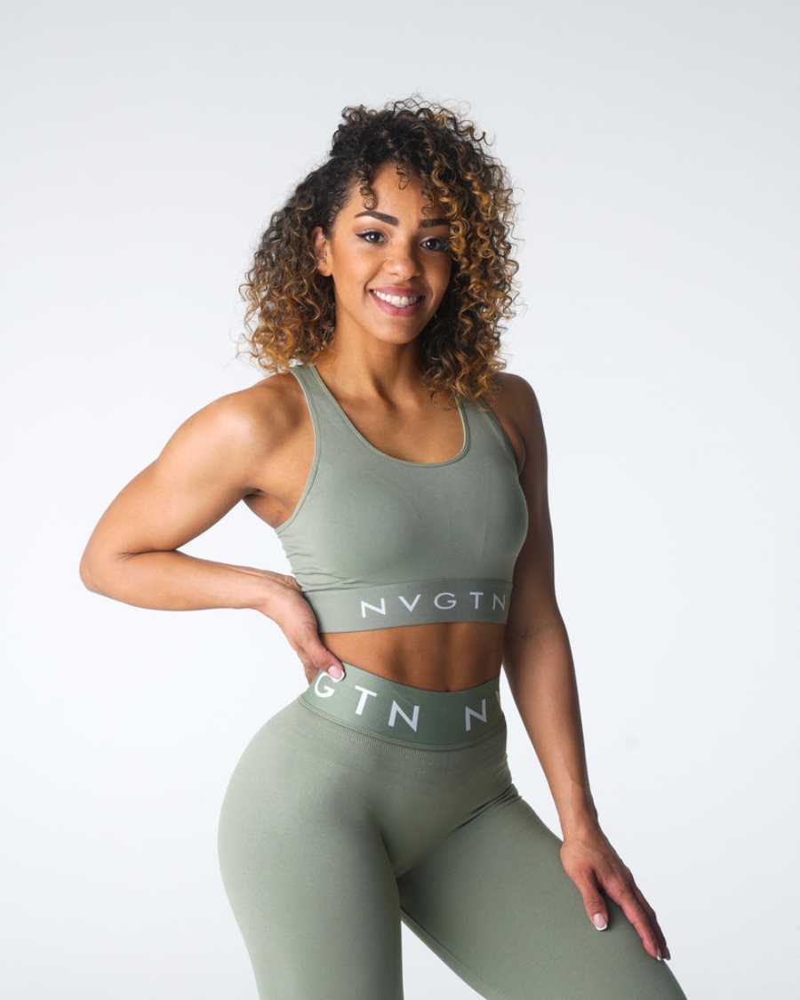 Sujetadores Deportivos NVGTN Legacy Deporte Seamless Mujer Verde España | F1Buv8Eu