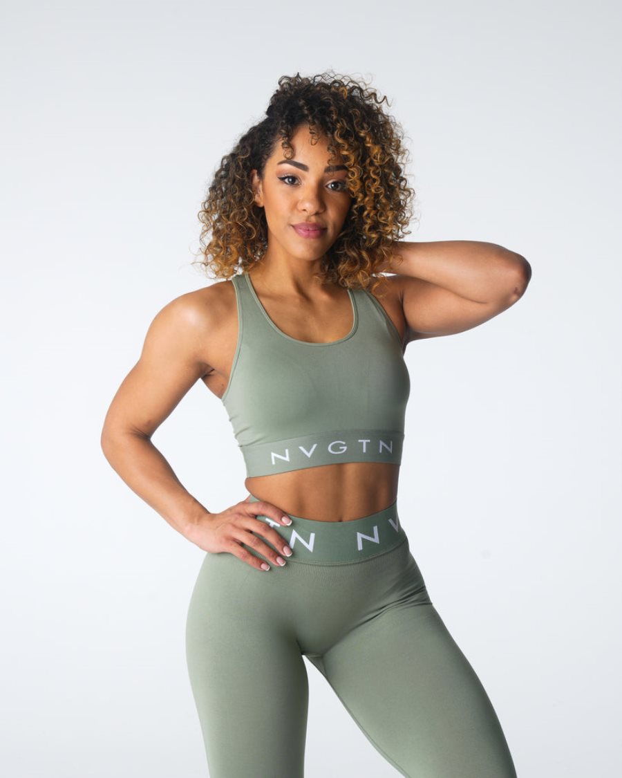 Sujetadores Deportivos NVGTN Legacy Deporte Seamless Mujer Verde España | F1Buv8Eu