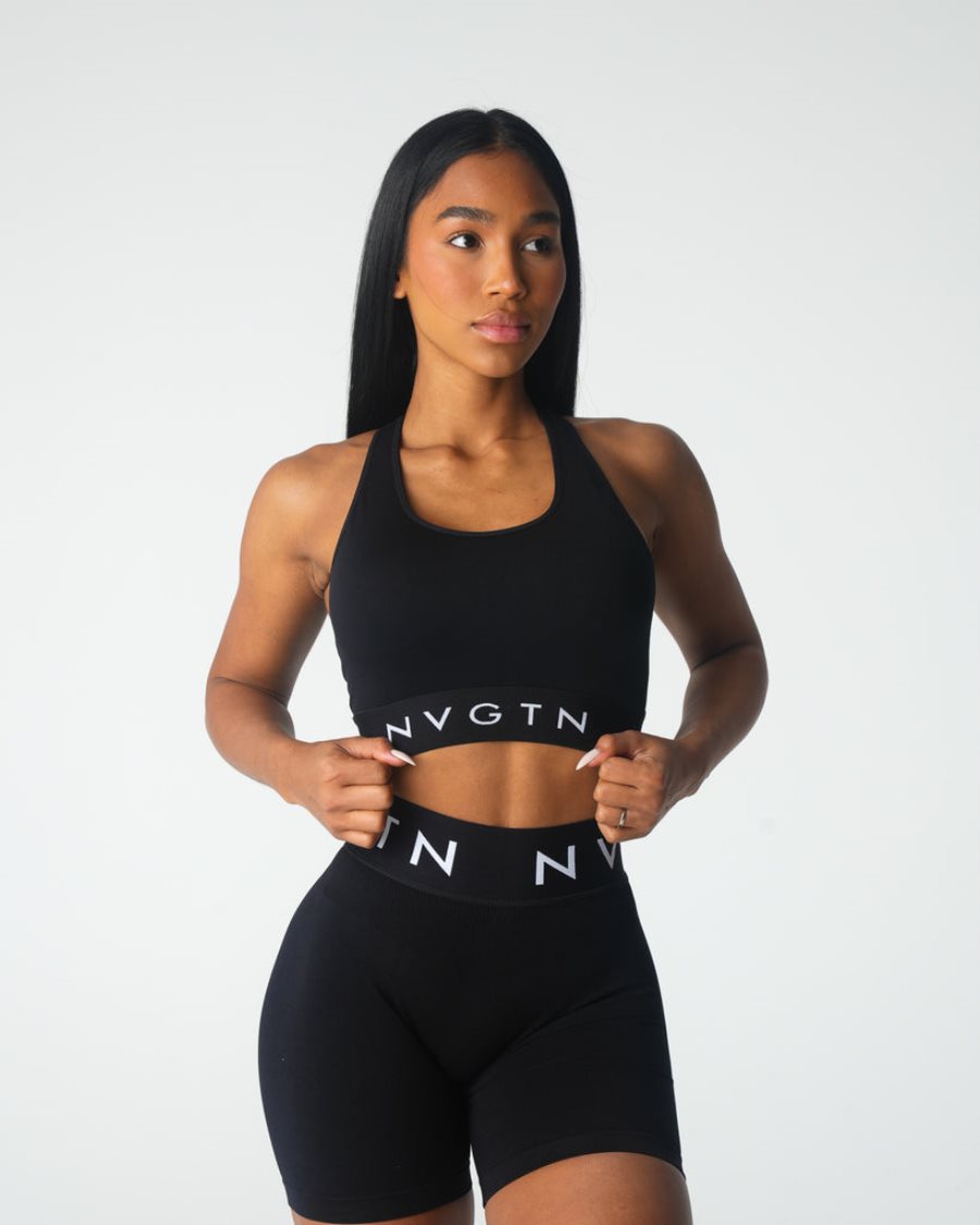 Sujetadores Deportivos NVGTN Legacy Deporte Seamless Mujer Negras España | XbVXbppM