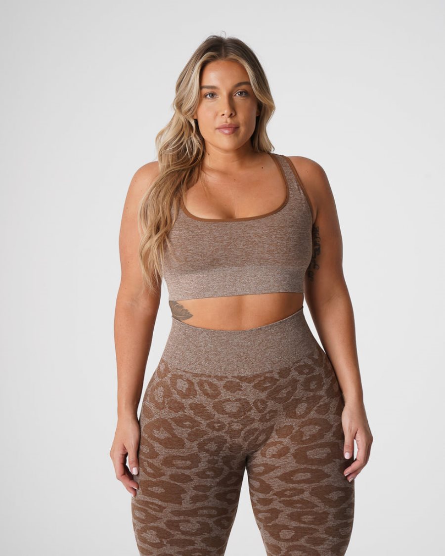 Sujetadores Deportivos NVGTN Leopard Eclipse Seamless Mujer Marrones España | qFhdxAzQ