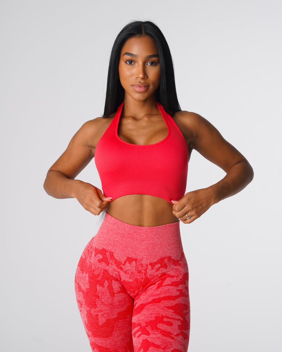 Sujetadores Deportivos NVGTN Limitless Acanalado Seamless Halter Mujer Rojas España | kQy7AFVp