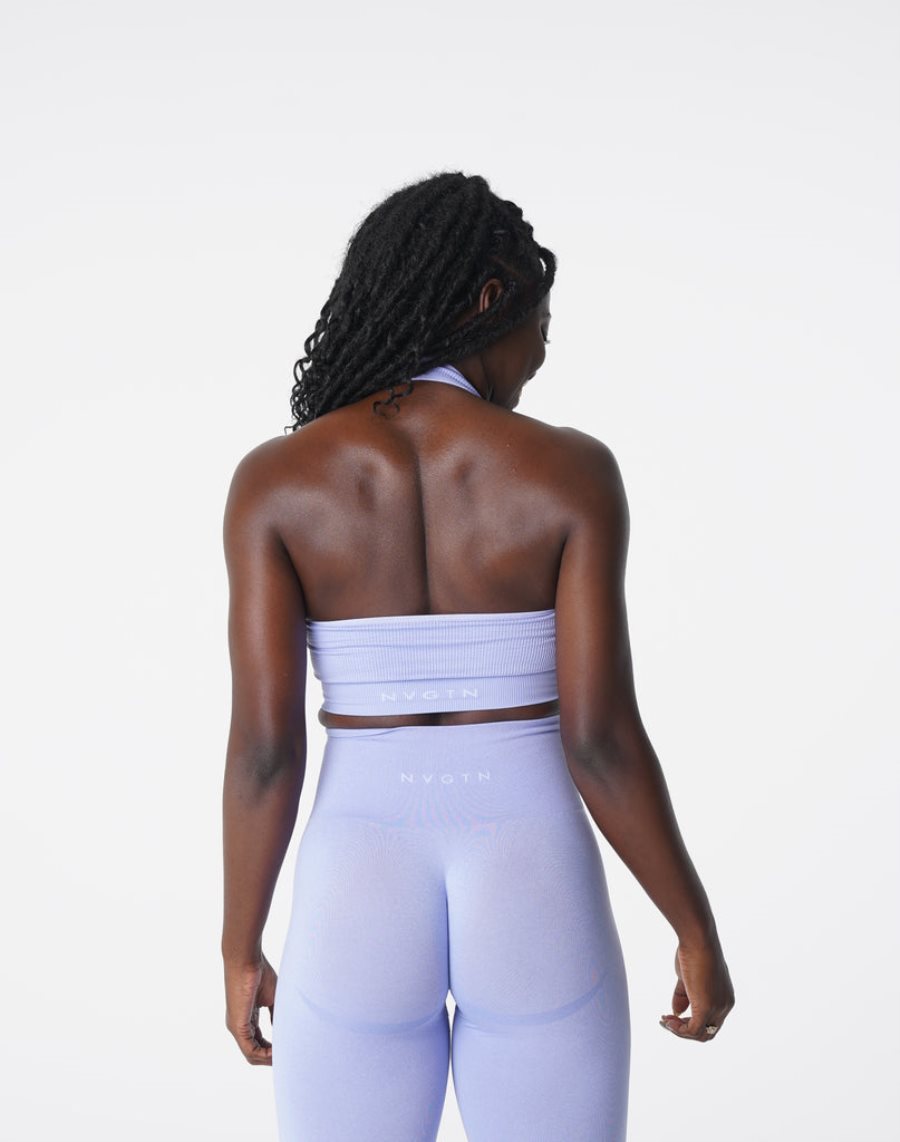 Sujetadores Deportivos NVGTN Limitless Acanalado Seamless Halter Mujer Moradas Claro España | kkrlpfVr