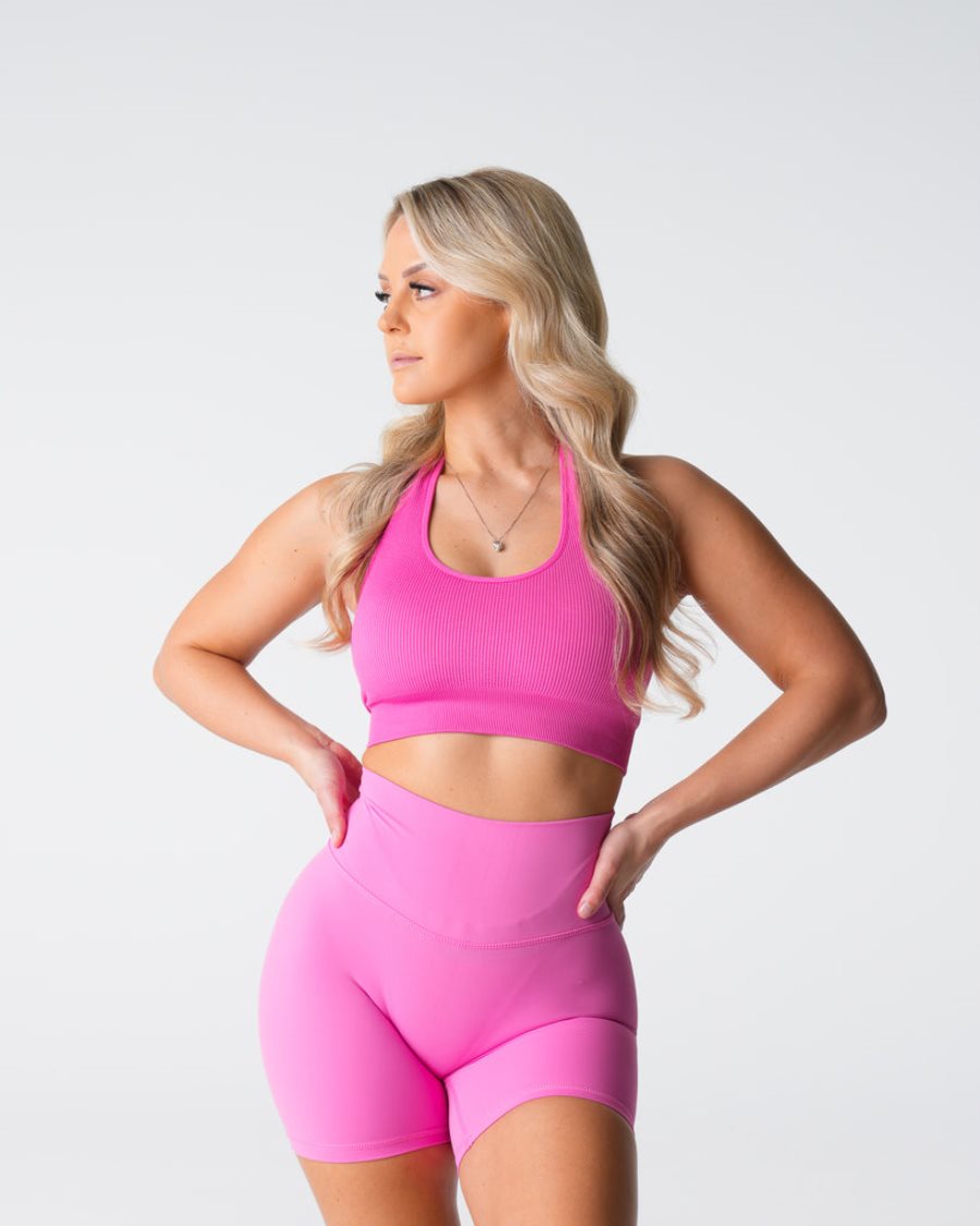 Sujetadores Deportivos NVGTN Limitless Acanalado Seamless Halter Mujer Rosas España | zdcwCGVK