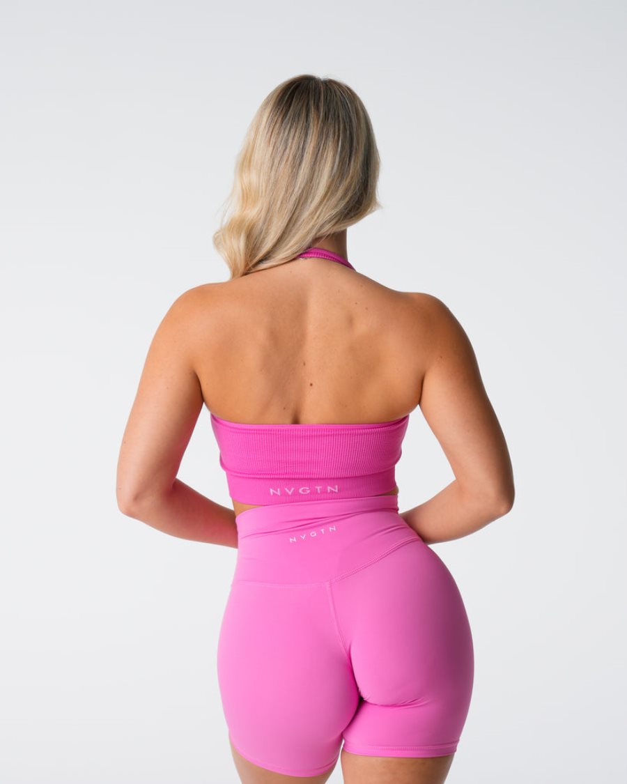 Sujetadores Deportivos NVGTN Limitless Acanalado Seamless Halter Mujer Rosas España | zdcwCGVK