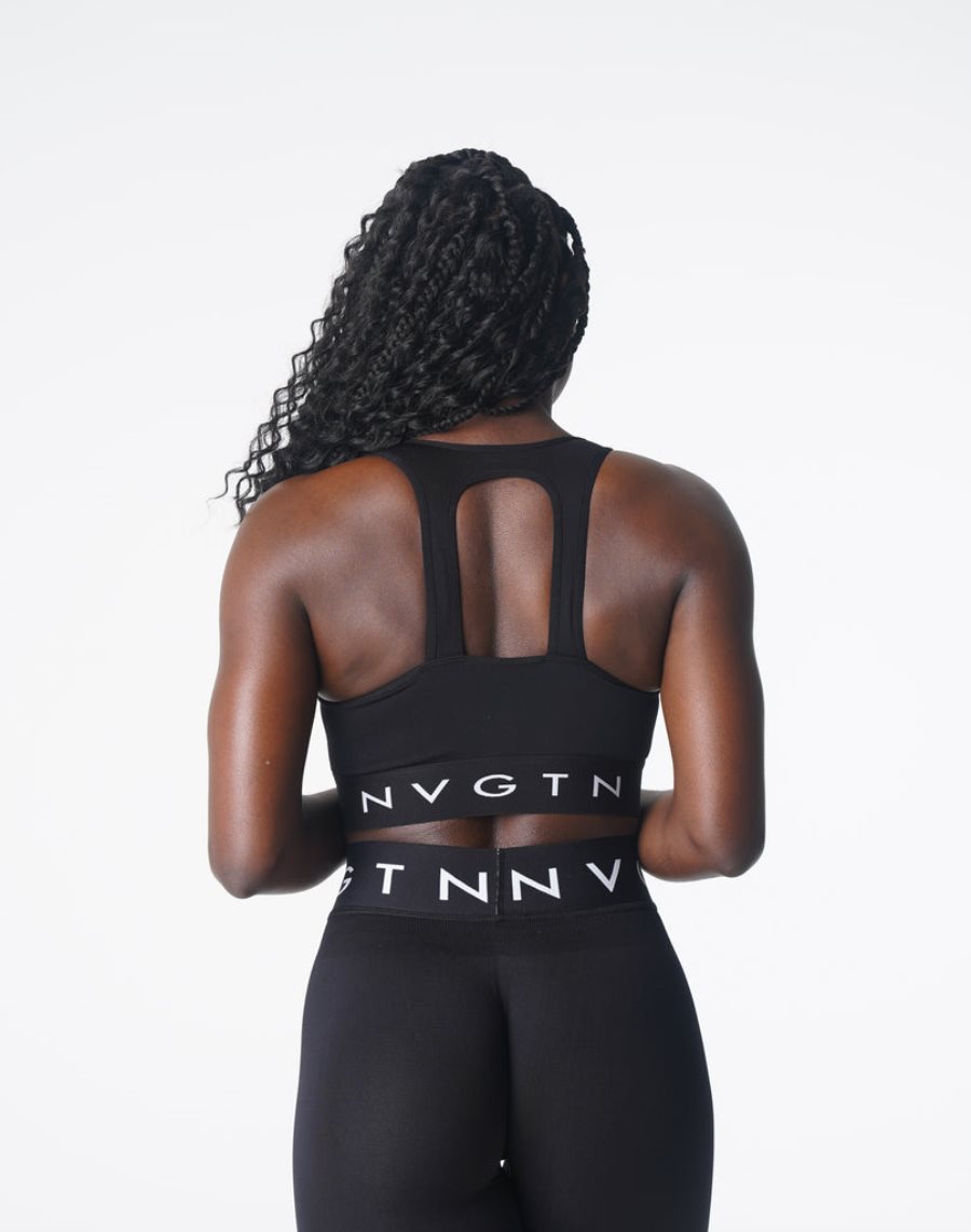 Sujetadores Deportivos NVGTN Trilogy Deporte Seamless Mujer Negras España | NrvRO6jF