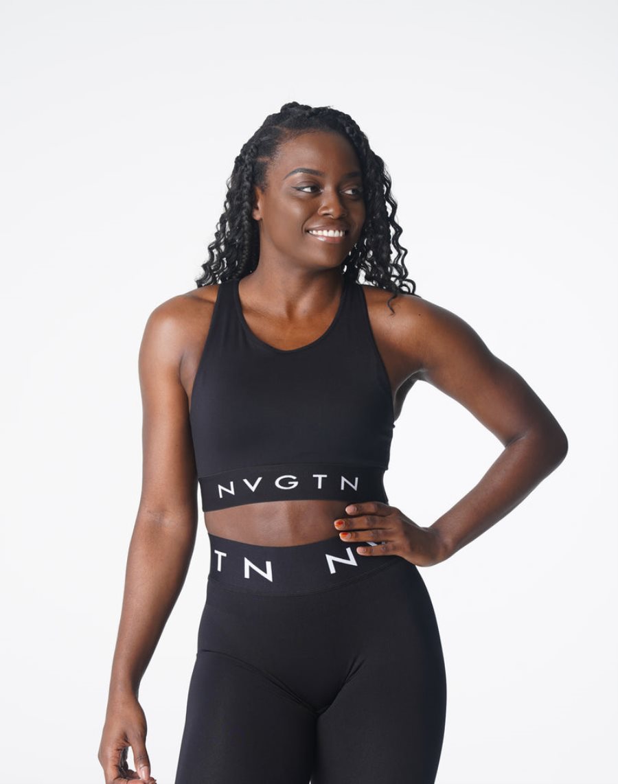 Sujetadores Deportivos NVGTN Trilogy Deporte Seamless Mujer Negras España | NrvRO6jF