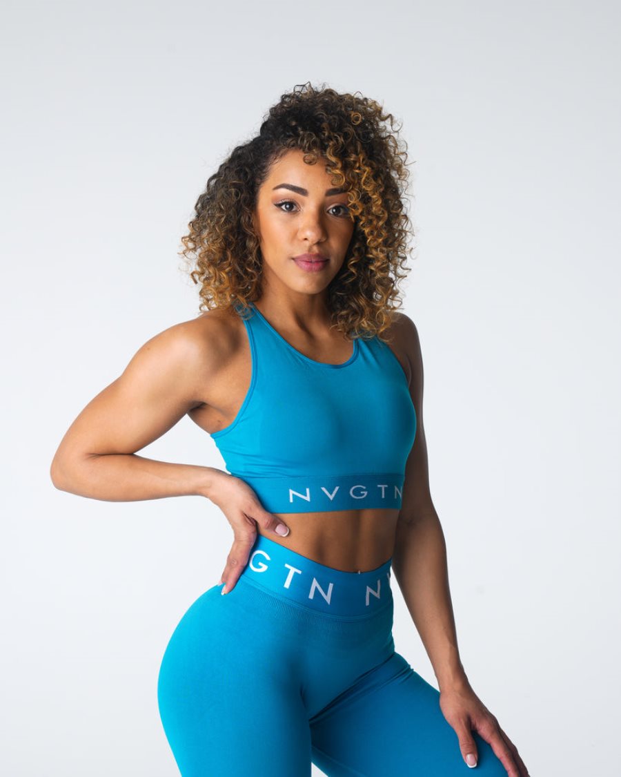 Sujetadores Deportivos NVGTN Trilogy Deporte Seamless Mujer Azules España | aRhXnqmT