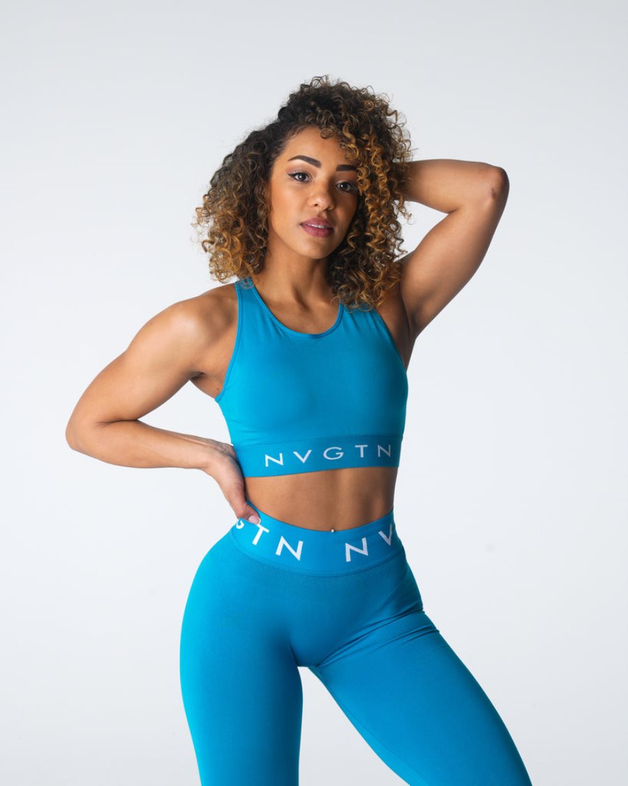 Sujetadores Deportivos NVGTN Trilogy Deporte Seamless Mujer Azules España | aRhXnqmT