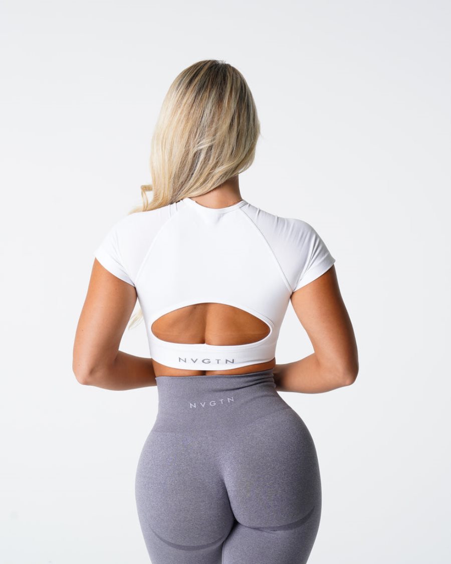 Sujetadores Deportivos NVGTN Vortex Seamless Top Mujer Blancas España | Ga2XhoYD