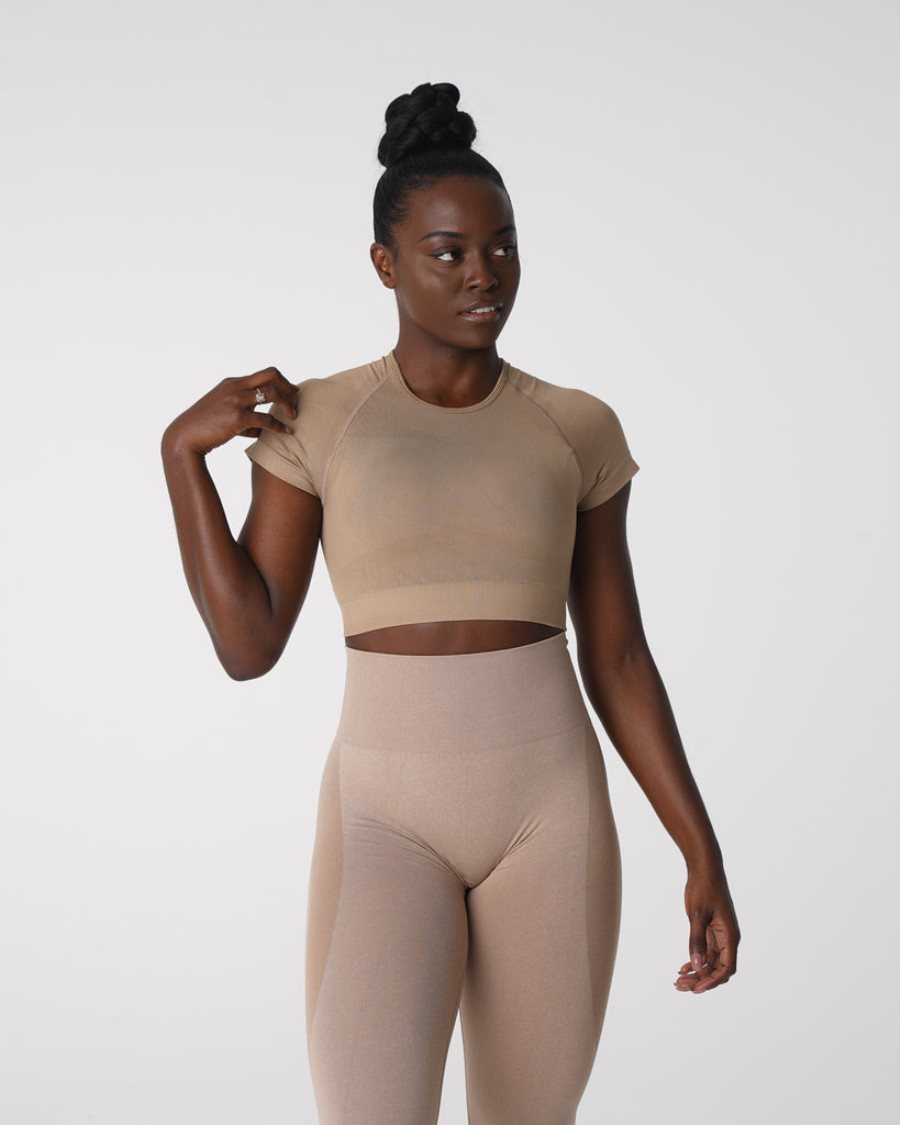 Sujetadores Deportivos NVGTN Vortex Seamless Top Mujer Beige España | wpaFga6X