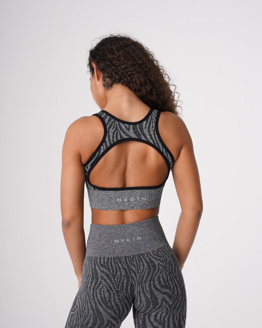 Sujetadores Deportivos NVGTN Zebra Eclipse Seamless Mujer Negras España | oUacik7F