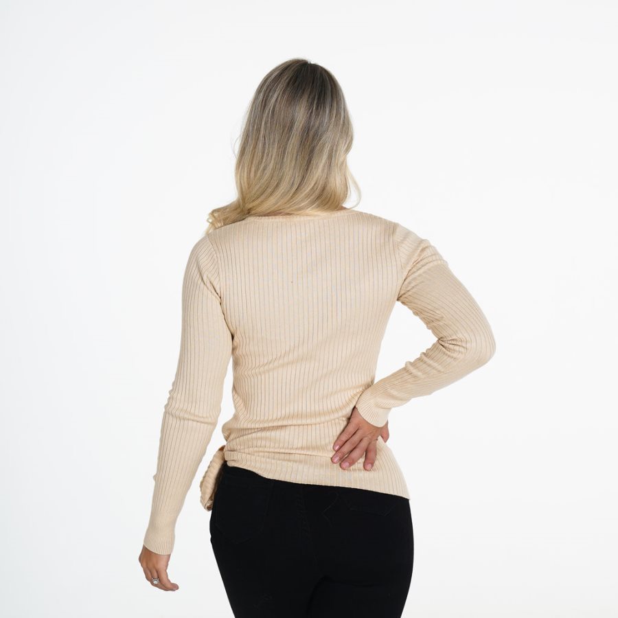 Tops NVGTN Fireside Acanalado Long Sleeve Mujer Creme España | FQHBE1j4