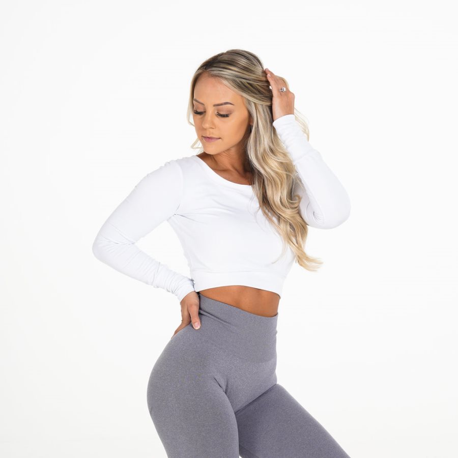 Tops NVGTN Form Long Sleeve Crop Mujer Blancas España | DYNGa5hp