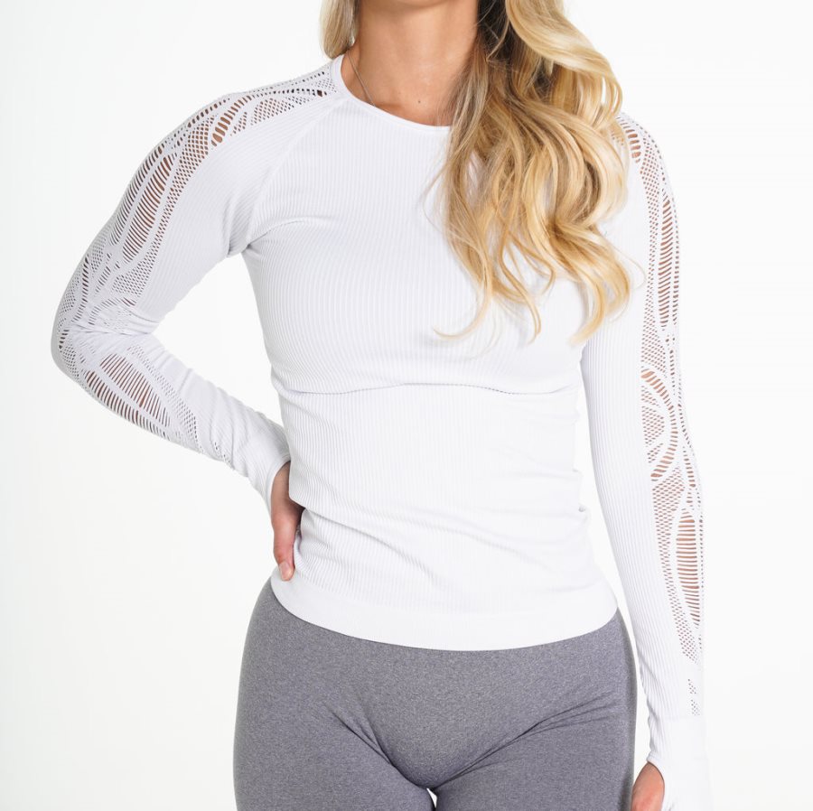 Tops NVGTN Henna Seamless Long-Sleeve Mujer Blancas España | 69zrAvWx