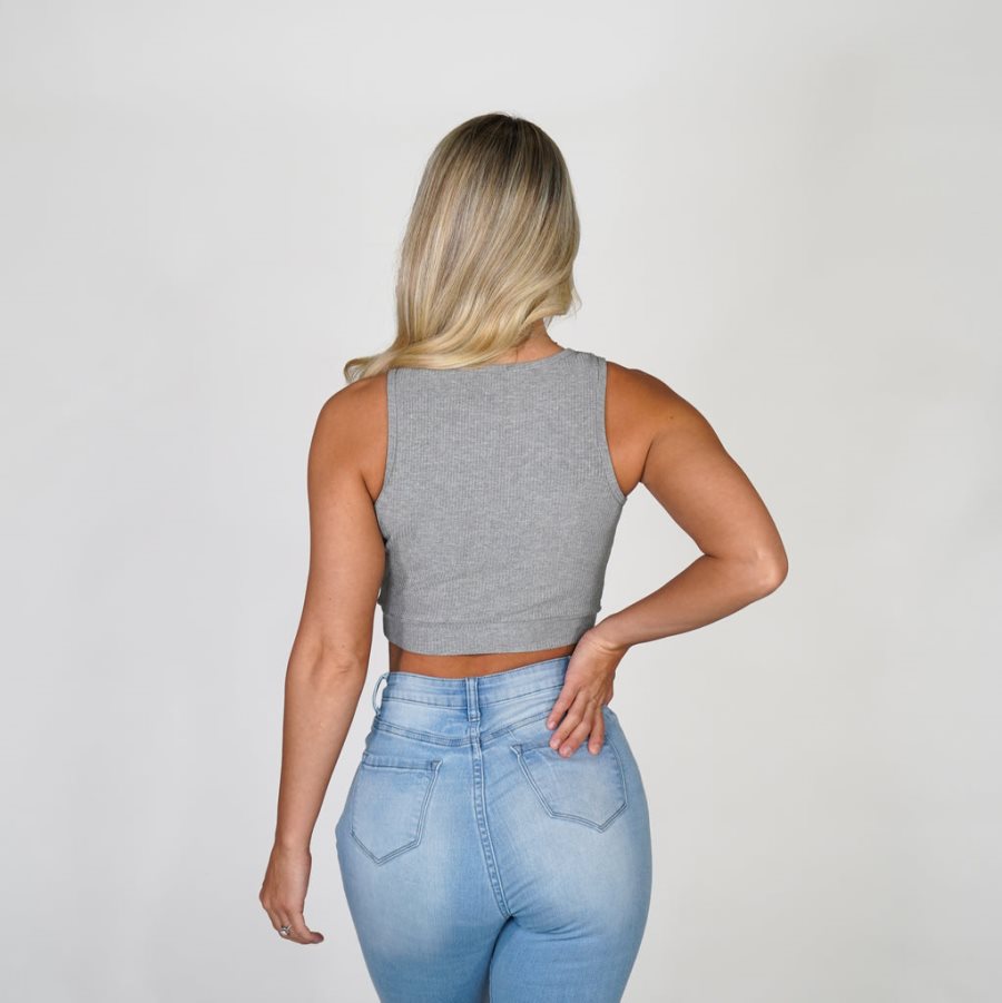 Tops NVGTN Out and About Acanalado Crop Mujer Gris España | tJg37s5d