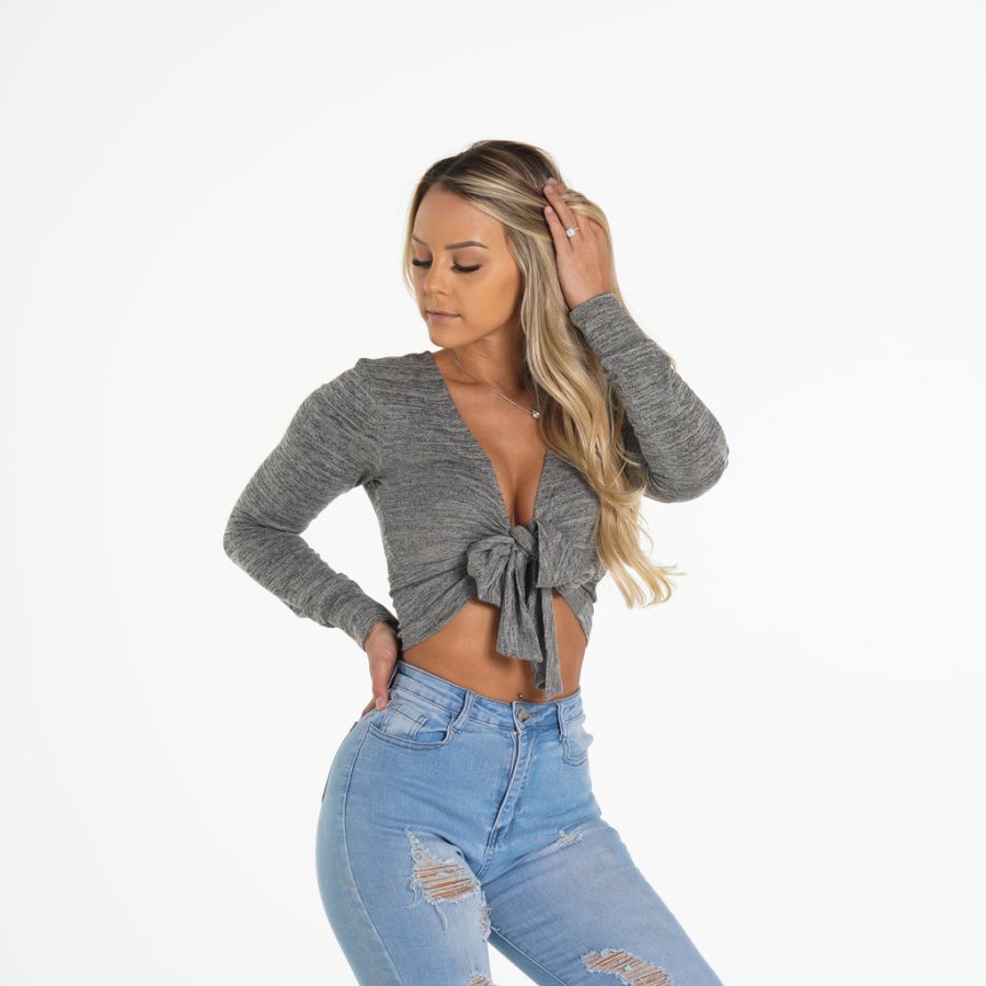 Tops NVGTN Wrap Mujer Gris España | AfHQ6K9J