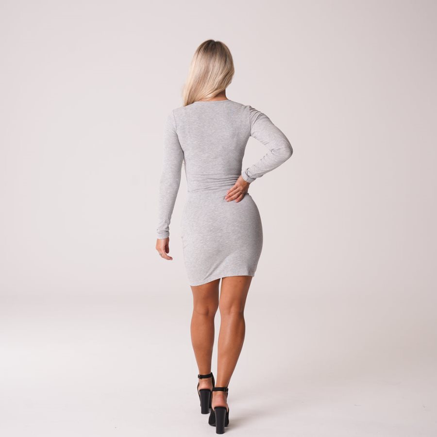 Vestido NVGTN Easy Daze Acanalado Midi Mujer Gris España | TsuJ40gC