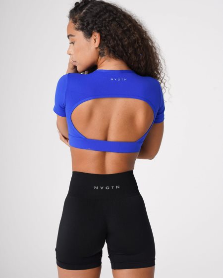 Camiseta NVGTN Open Back Mujer Azules España | XSTmYRHg