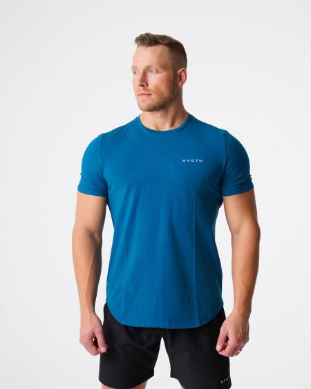 Camiseta NVGTN Pulse Fitted Hombre Azules España | dXO9lU8t