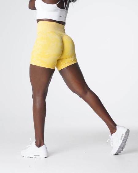 Pantalones Cortos NVGTN Camo Seamless Mujer Amarillo España | H7THqown