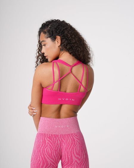 Sujetadores Deportivos NVGTN Galaxy Acanalado Seamless Mujer Fucsia España | DURMLvMu